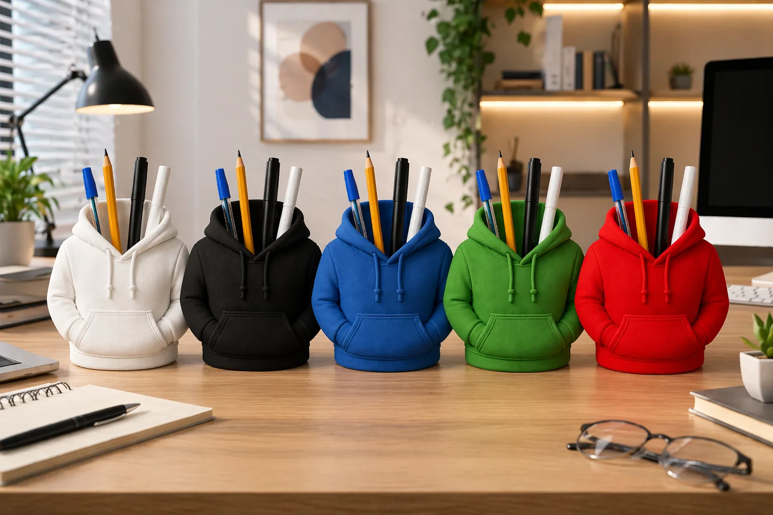 Cenikli Hoodie Tasarımlı Kalemlik | Kapüşonlu Masaüstü Kalem Organizeri