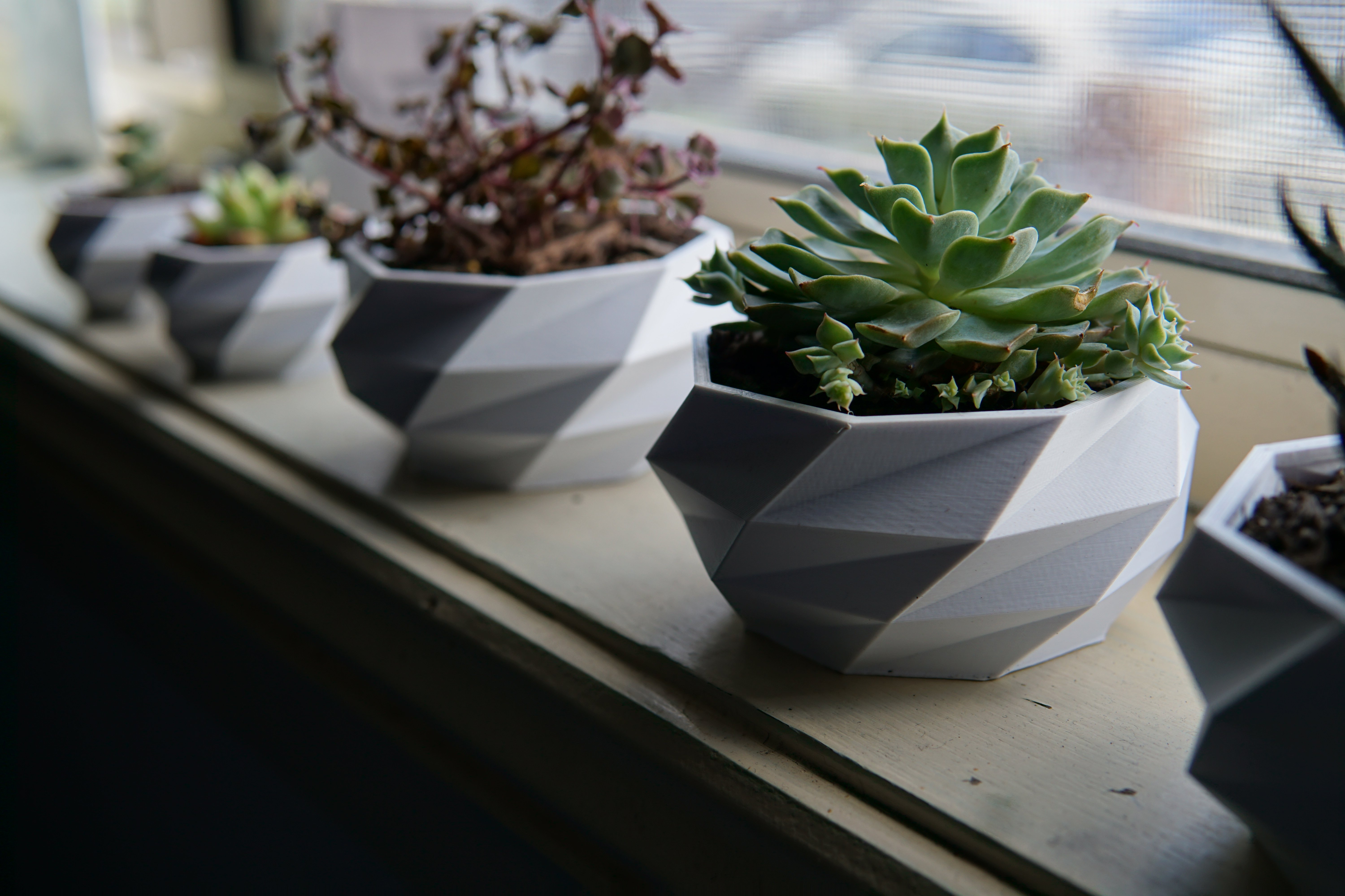Cenikli Geometrik Dekoratif Mini Saksı