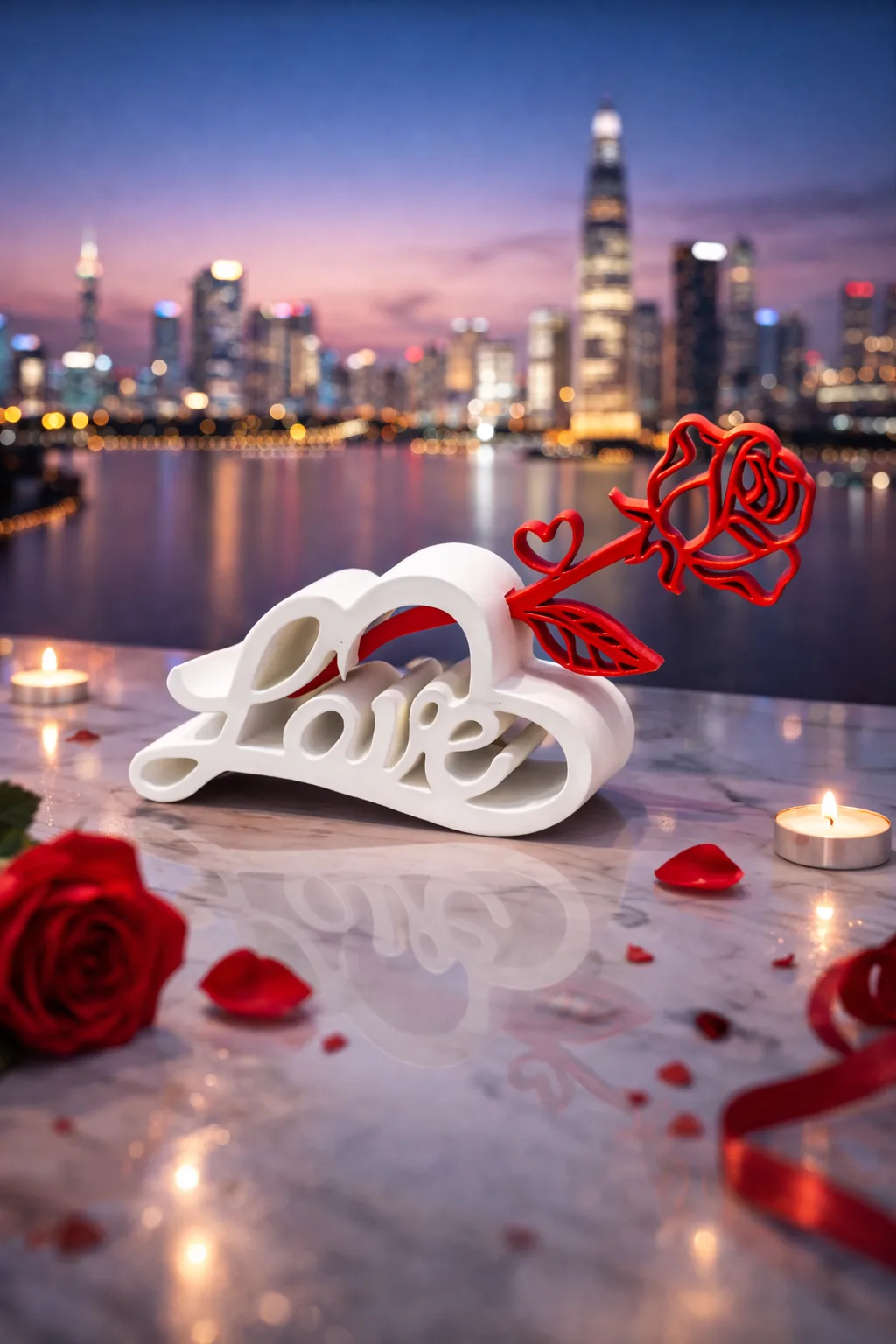 Cenikli Love Gül Masaüstü Dekoru | Romantik Dekoratif Hediye