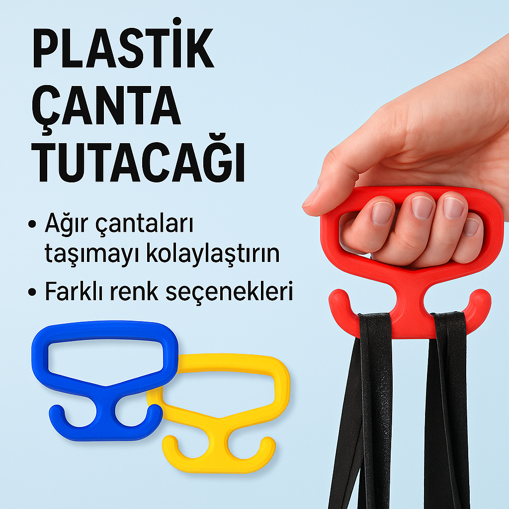 Cenikli Ergonomik Poşet Taşıma Aparatı | El Koruyucu Market ve Alışveriş Çanta Taşıyıcı