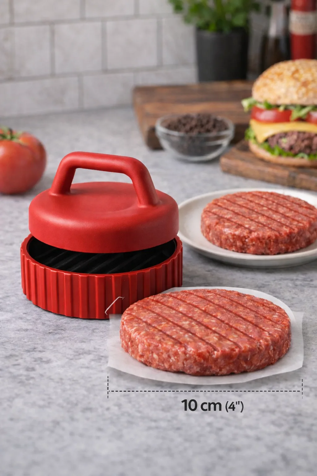 Cenikli Hamburger Köftesi Şekillendirme Aparatı | 10 cm Köfte Presi