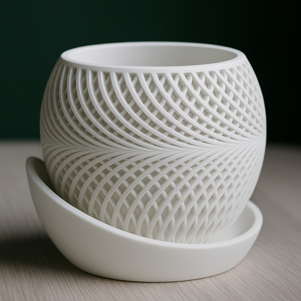 Cenikli Spiral Desenli Dekoratif Saksı