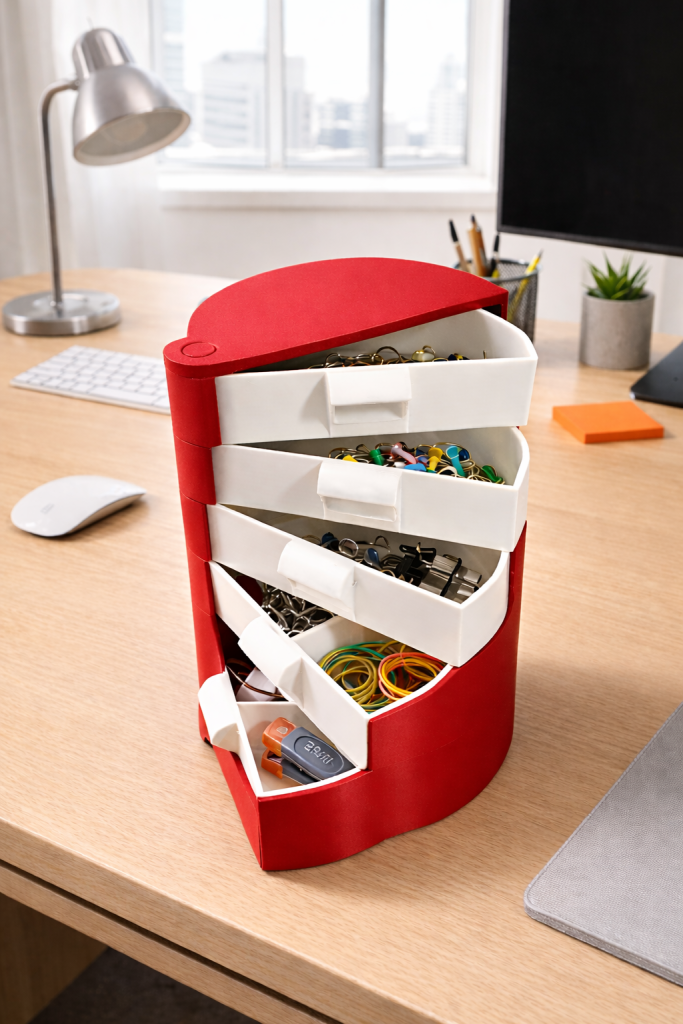 Cenikli Modern Döner Çekmeceli Masaüstü Organizer